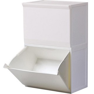 EZLIVING 再生寬版單層疊式分類收納箱2個, 白色