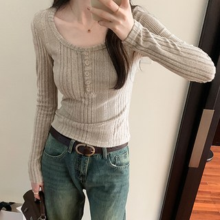 Lemon Soul 女款 SIOP 亨利領 羅紋 針織 T恤 07464