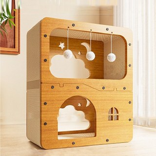 Gaekwacheonsun 貓咪 Amond 銀河貓抓板原木屋, 1個