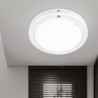 WONHA EL 乳白圓形防頻閃感應燈 LED 15W, 1個, 白色 + 日光色