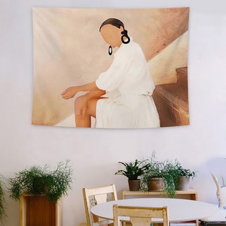 MA 일러스트 드로잉 벽장식 태피스트리, 링귀걸이여자