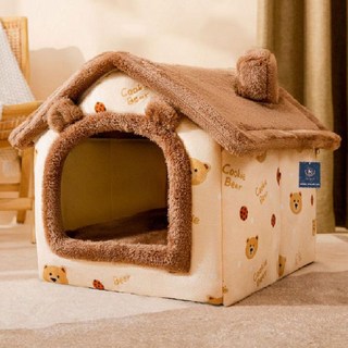 DING DONG PET 寵物餅乾熊軟墊屋, 棕色, 1個