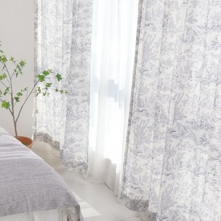 FORHOME 手工佛羅倫斯法式印花亞麻訂製窗簾 掛鉤式, 混合顏色