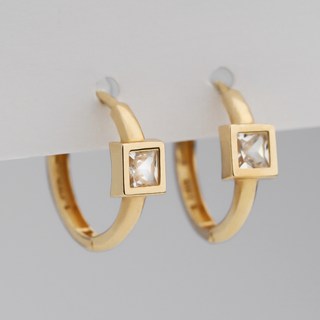 Monoliz 女士 14K 方形黃金單觸式環形耳環