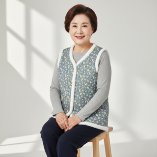 Marketpia 女士花卉奶奶款花朵圖案拉鍊背心