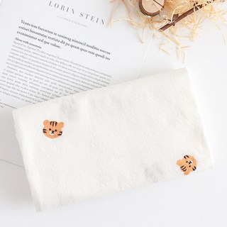 刺繡20支棉布2件組, 我是老虎, 米白色, 1套