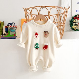STARDOOR 嬰幼兒可愛聖誕刺繡貼片防寒連身衣