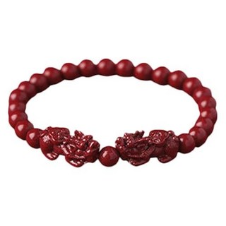 Buddha best 女款防小人鏡面朱砂雙貔貅手鍊