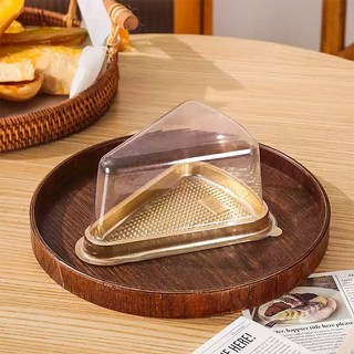 레드캣 두꺼운 투명 PET 조각 피스케이크 포장 용기 중형, 골드, 50개