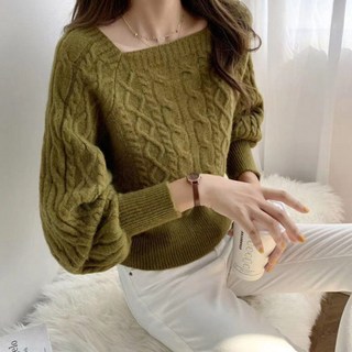 andstyle 女款方領麻花針織 258961