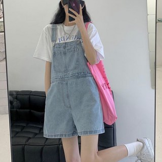 I'M MONG 女款Deserts大口袋休閒丹寧吊帶短褲