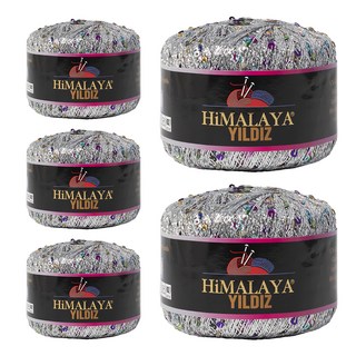 Yarna YILDIZ亮片編織線, 5個, 58103銀