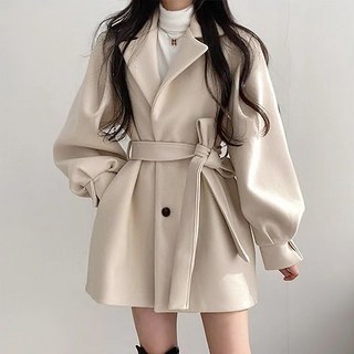 Fashion Flow 腰部綁帶短版風衣