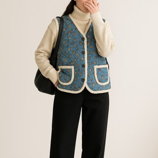 The Syrup 女性保暖鋪棉奶奶款醃菜防寒刷毛背心 B