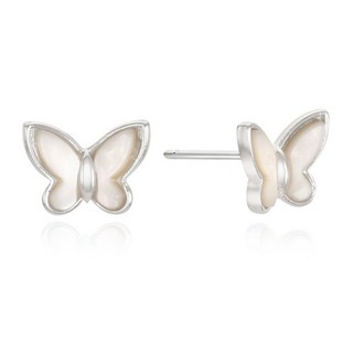 OST 女性用925純銀極光白蝶貝蝴蝶耳環 2件組