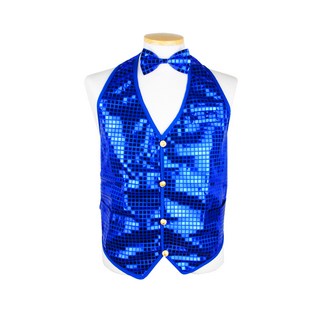 派對讚 亮片背心 + 領帶套組, 藍色, 1套