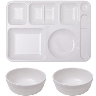 餐盤達人 韓式餐盤 + 韓式碗 2入組, 1組, 純白