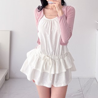 GLAM DIVV Sleuvun 細肩帶蛋糕傘狀迷你連身裙 AA1898, 象牙白