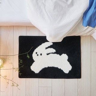 쁘리엘르 보들보들 자카드 미끄럼방지 키친 욕실 발매트, 버니블랙