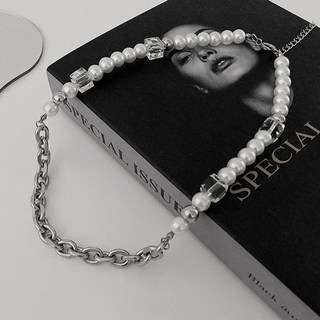 Peonist 方形水晶珍珠項鍊手鍊套組