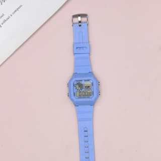 矽膠方形電子運動手錶, 天空藍, 1個