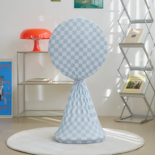 베베데코 체커보드 스판 선풍기 커버, 스카이블루