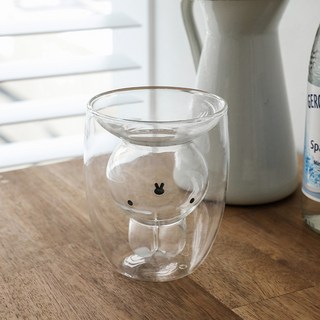 askj 兔子造型雙層耐熱玻璃杯 150ml, 1個, 透明