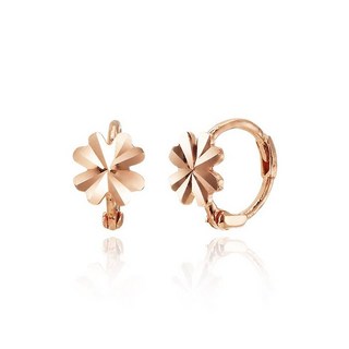 SEMI JEWELRY 女款 14K 小幸運草耳環 + 提袋 黃金