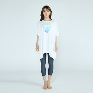 솔레일 여성용 박스핏 러브 판초 + 7부 워터레깅스 래쉬가드 세트