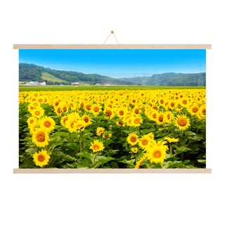 木製掛軸 + 海報 + 無痕掛鉤套組 Money Flower D, 米色木質, 1個