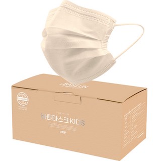 BAREUN 兒童款拋棄式不織布口罩, 50入, 1個, 中性米色