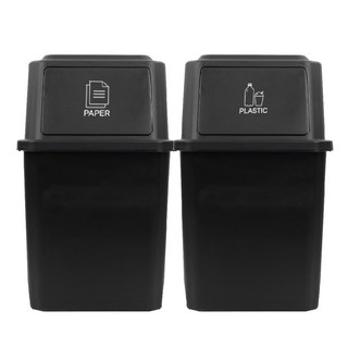 AllULiving 大容量回收分類垃圾桶 40公升 x 2入, 黑色