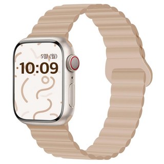 DGG 蘋果手錶 矽膠磁吸連結錶帶 38 / 40 / 41 / 42mm, 1個, 奶油沙