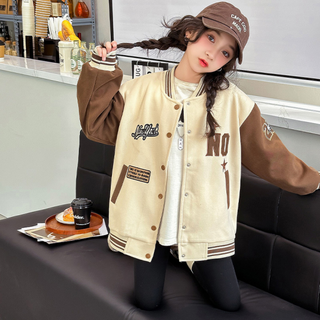 奧蘭吉達蒙 女童用 NO星星字母拼色袖棒球外套