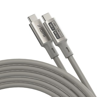 PROPS Type C to Type C 快速充電線 USB4 PD3.1 240W 20Gbps 8K 60Hz, 1個, 1.8m, 鈦銀色