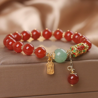 女款財富好運瑪瑙珠玉手鍊