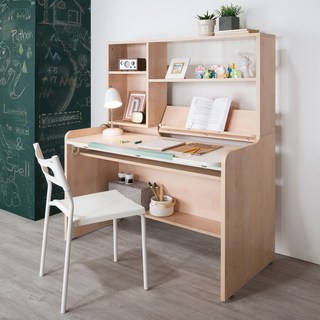 리바트 아동용 꼼므 1200 각도조절책상 + 상부 책장 세트 방문설치, 오크