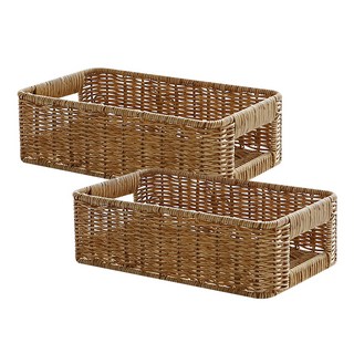 Nature Living 藤編收納籃, 26 x 17 x 8cm, 2個, 咖啡色