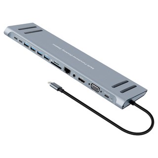 Coms 筆記型電腦用 14合1 Type-C 擴充座 多功能集線器, 混合色, FW417