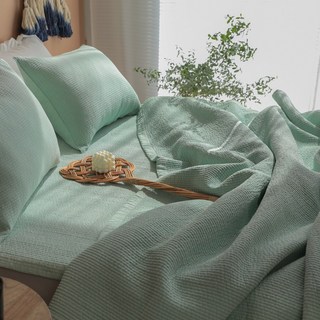 혤로우슬립 면 피그먼트 워싱 줄누빔 이불 겸 패드, 민트