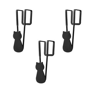 小麥購物 鐵藝貓咪門後掛鉤 單鉤款 G879 18g, 黑貓, 3個