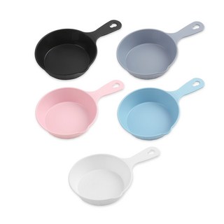 Saedeuri 圓形倒水口手柄盤子組, 5個, 小碟子, 白色 + 黑色 + 灰色 + 藍色 + 粉紅色