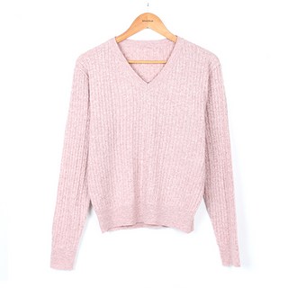BBAEBBAE 女款高級觸感喀什米爾麻花V領針織衫