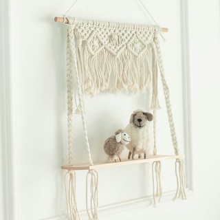 DG生活 Macrame四繩壁掛層架 DG-20, 白色, 1層