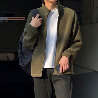 CONFIAR 男士輕便保暖寬鬆版型基本款拉鍊刷毛外套 TC9549