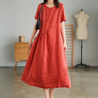 POPLARNC 女款 Linois 抓皺連身裙 P25SMOPS032007, 橘色