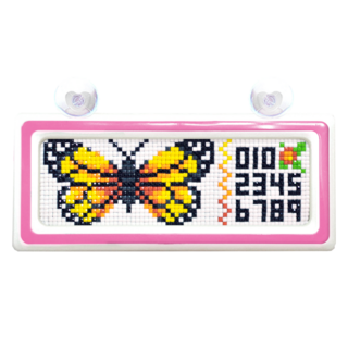 Blingbling 雙色車牌停車寶石十字繡 DIY套組, 黃色蝴蝶 + 白色粉紅, 1套