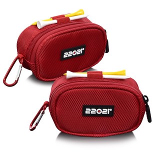 2202i 高爾夫球袋套組 現場用品 腰帶式, 紅色（小袋），顏色隨機（高爾夫球座、登山扣）