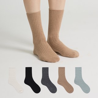 STUDIO SOCKSTOP 女性戶外羊毛羅紋長襪5雙組