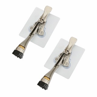 Kkumim Home 免鑽孔黏貼式一鍵式馬蹄門擋 鎳色, 2個